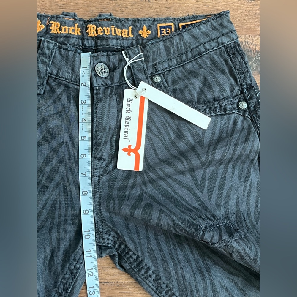 Rock Revival Sheffield Alternative Straight Distressed Jeans Black size W33xL33 - Picture 5 of 13